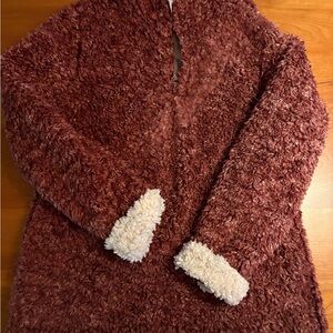 Cozy Burgundy Sherpa Pullover